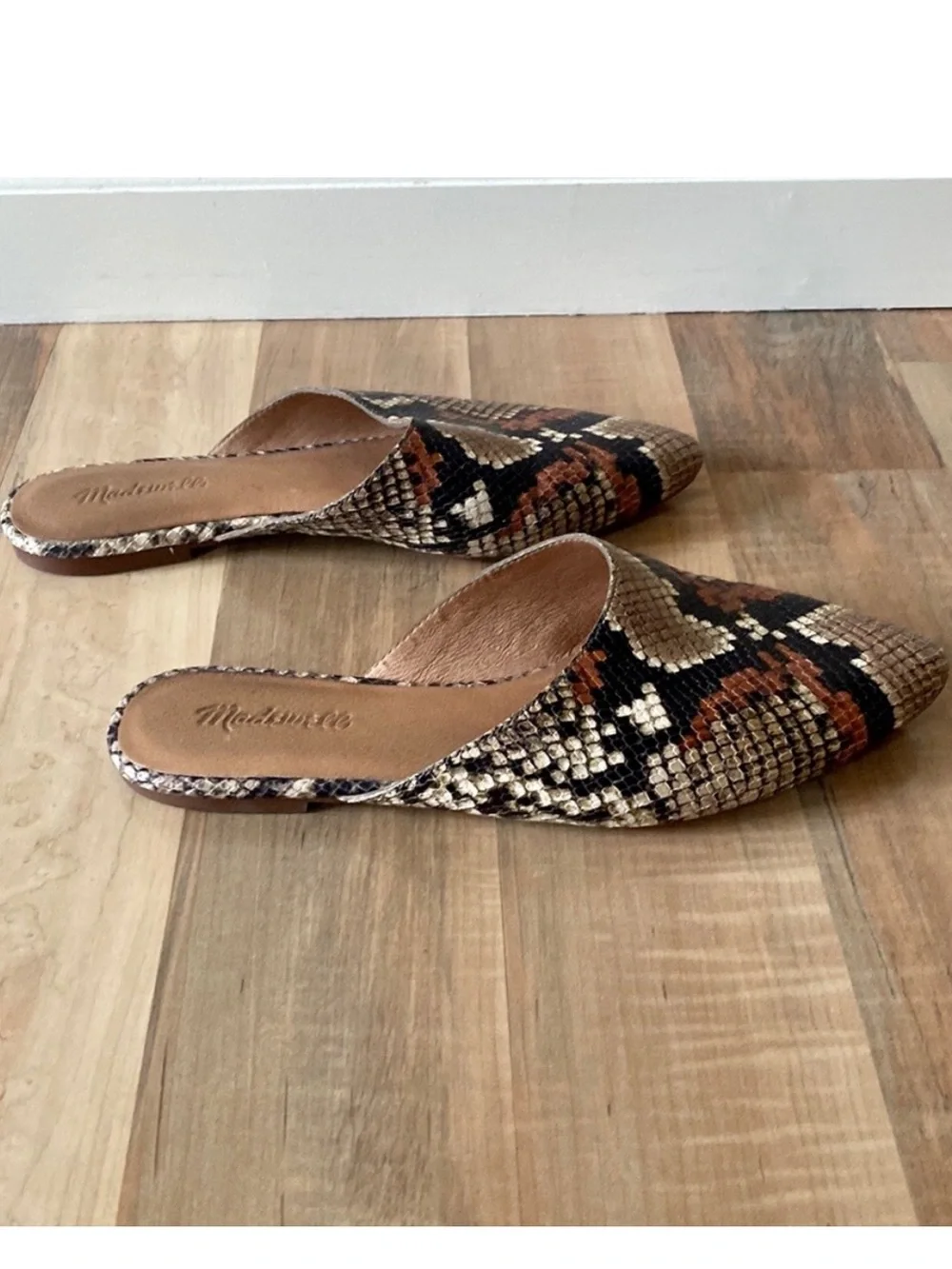 Madewell Snakeskin Embossed Leather Remi Mule Slip On Flat Women's Size 8.5